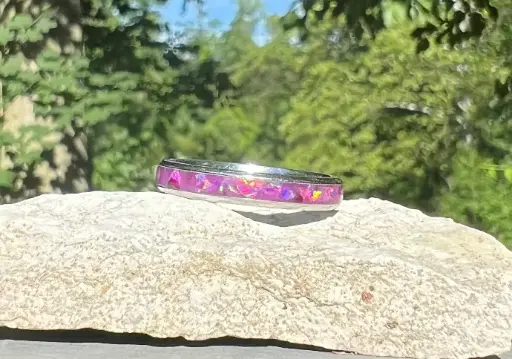 Crushed Opal Inlay Ring 4mm